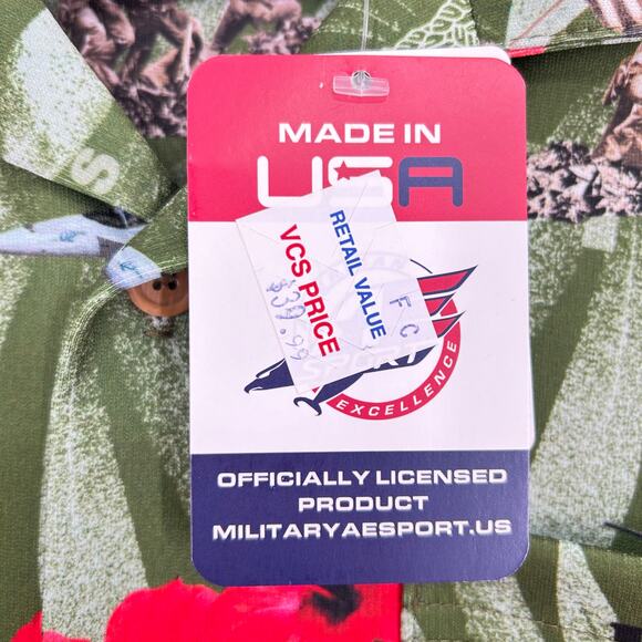 AE SPORT Marines Semper FI Hawaiian Shirt Green Red Men’s Medium NEW - Picture 5 of 12